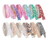 NiArt 12 Rolls Crystal Rhinestone Ribbon Strips Self Adhesive, Mixed Colors