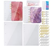 NiArt A4 Large Notebook Cover Epoxy Resin Silicone Molds A4,A5,A6,A7 Bookmark 40PCS Loose Leaf Binder Rings Kit DIY Casting Tool Handmade Agate Art Craft Soft Shiny Glossy Finish Easy Unmold Journal