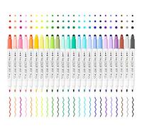NiArt Dual Tip DOT Marker Pens - 24 Vibrant Colors with Fine Fiber and Round DOT Tips for Art, Coloring, Journaling, Hand Lettering, Sketching, Anime, Illustrating, Technical Drawing and More
