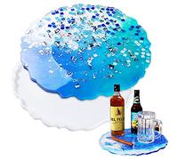 NiArt Large Irregular Edges Round Tray 13.4” Epoxy Resin Casting Silicone Mold, DIY Rolling Tray Jewelry Holder Coaster Platter Storage Plate Art Craft Faux Druzy Geode Agate Handcraft Home Decor Gift