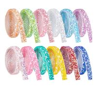 NiArt Self Adhesive Rhinestone Ribbon Rolls Set of 12 Candy Colors, Total 12 Yards 0.39" Wide Durable Reflective Decoration for DIY Crafts, Events, Home Decor, Versatile Use for Phones, Laptops & More