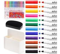NiArt Whiteboard Pens with Magnetic Holder & Eraser, 12 Dry Wipe Markers