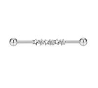 Niaspi 14G Star Industrial Barbell Earrings for Women Stainless Steel 38mm 1&1/2 Inch Industrial Piercing Bar Cartilage Helix Earrings Body Piercing Jewelry 1 Piece (Silver)