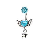 Niaspi 16G Angle Wing Lip Rings Hoop Stainless Steel Shiny Ball Crystal Heart with Star Dangle C-Shaped Barbell Monroe Labret Studs Body Piercing Jewelry for Women, 16G US, Stainless Steel Rhinestone