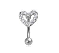 Niaspi 16G Cubic Zirconia Eyebrow Ring for Women Stainless Steel Crystal Butterfly Heart Star Flower Eyebrow Curved Barbell Rings Cartilage Stud Earrings Piercing Jewelry (Heart)