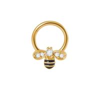 Niaspi 16G CZ Bee Nose Septum Rings for Women Stainless Steel Bumblebee Nose Rings Hoop Cartilage Tragus Piercing Earrings Sparkling Body Piercing Jewelry, Stainless Steel, cubic zirconia