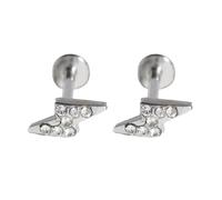 Niaspi 16G CZ Lightning Lip Rings Stainless Steel Labret Jewelry Internally Threaded Cartilage Flat Back Earrings Studs Helix Tragus Conch Stud Earring Sparkling Medusa Piercing Jewelry 6 8 10mm, 10MM