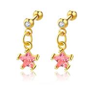 Niaspi 16G Pink Star Dangle Earrings Stainless Steel Cartilage Earrings for Women CZ Conch Helix Tragus Cartilage Piercing Studs Dangling Ear Jewelry, Stainless Steel, Cubic Zirconia