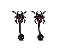 Niaspi 2 Pcs Black Spider Eyebrow Ring for Women Men 16G Surgical Steel Dark Spiders Insects Curved Bar Eyebrow Cartilage Tragus Studs Belly Lip Ring Surface Piercing Jewelry