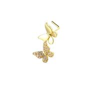 Niaspi 20G Butterfly L-Shaped Nose Rings for Women 18K Gold Plated Surgical Steel Nose Studs Rings CZ Paved Nose Nostril Piercing Jewelry, 20G, Stainless Steel, no gemstone