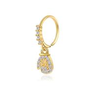 Niaspi 20G Christmas Themed Dangle Nose Rings Hoops for Women 14K Gold Plated Cubic Zirconia Christmas Tree Hat Deer Snowflake Gloves Hoop Nose Rings Dangling Xmas Nostril Nose Piercing Jewelry