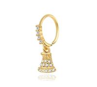 Niaspi 20G Christmas Themed Dangle Nose Rings Hoops for Women 14K Gold Plated Cubic Zirconia Christmas Tree Hat Deer Snowflake Gloves Hoop Nose Rings Dangling Xmas Nostril Nose Piercing Jewelry