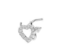 Niaspi 20G Devil Heart Nose Ring Cubic Zirconia Hearts with Arrow Nostril Stud L-Shaped Nose Rings for Women Piercing Jewelry