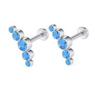 Niaspi 2Pcs 16G Stainless Steel CZ Cartilage Earrings Studs Lip Rings for Women Sparkling Helix Conch Daith Flat Back Stud Earrings Labret Lip Studs Body Piercing Jewelry, Stainless Steel, cubic