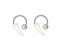 Niaspi 2Pcs 16G Vampire Fangs Horseshoe Hoop Lip Rings for Women Men Unisex Stainless Steel Circular Barbells Snake Bite Me Jewelry Halloween Cosplay Party Body Piercings Jewelry (8mm)
