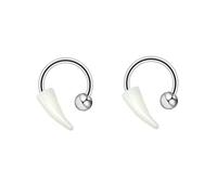 Niaspi 2Pcs 16G Vampire Fangs Horseshoe Hoop Lip Rings for Women Men Unisex Stainless Steel Circular Barbells Snake Bite Me Jewelry Halloween Cosplay Party Body Piercings Jewelry (10mm)