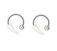 Niaspi 2Pcs 16G Vampire Fangs Horseshoe Hoop Lip Rings for Women Men Unisex Stainless Steel Circular Barbells Snake Bite Me Jewelry Halloween Cosplay Party Body Piercings Jewelry (12mm)