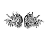 Niaspi 2Pcs Stainless Steel Ear Gauge Plugs Silver Ghost Demon Horns with Wing Tunnels Expander Ear Plug 8-25mm Ear Piercing Jewelry for Women Men, 25 mm, Stainless Steel, no gemstone