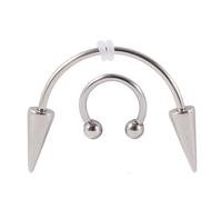 Niaspi 2Pcs Vampire Fangs Piercing Lip Rings Teeth Rings Nose Septum Rings Set Stainless Steel Smile Piercing Jewelry Septum Jewelry Spike Face Piercing Jewelry, Stainless Steel, no gemstone