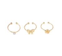 Niaspi 3Pcs Gold Toe Ring for Women Small Ribbon Bowknot Statement Ring Dainty Blossom Flower Adjustable Finger Ring Minimalist Ball Bead Tail Open Band Foot Ring Jewelry
