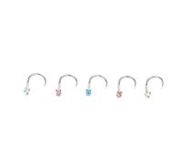 Niaspi 5Pcs 20G Opal Nose Studs Rings for Women 316L Surgical Steel S-Shaped Corkscrew Straight Post Nose Rings Studs Screws Small Nose Nostril Piercing Jewelry, 20G, Stainless Steel, no gemstone