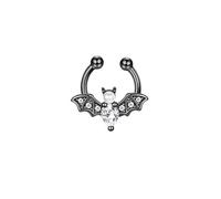 Niaspi Bat Fake Septum Ring for Women Men CZ Non-Piercing Clip On Septum Rings 8mm Hoop Nose Rings Stainless Steel Body Jewelry, Stainless Steel, cubic zirconia