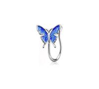 Niaspi Butterfly Fake Nose Rings for Women Girls Stainless Steel Glitter Enamel Non-Piercing Nose Cuffs Adjustable Clip On Nose Rings Dainty U-Shaped Nose Jewelry, Stainless Steel, no gemstone