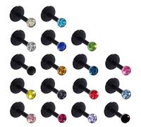 Niaspi Colorful Rhinestone Labret Monroe Lip Ring Studs Set for Women Men 16G Acrylic with Rainbow Tiny CZ Threadless Push in for Conch Helix Cartilage Piercing Jewelry, 10MM, Acrylic, no gemstone
