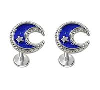 Niaspi Crescent Labret Monroe Lip Rings Stainless Steel Moon Star Lip Labret Studs Tragus Helix Cartilage Threadless Push In Stud Earrings Piercing Jewelry for Women