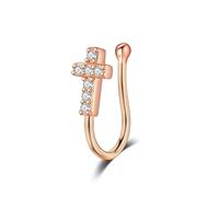 Niaspi Cross Fake Nose Ring for Women Girls Stainless Steel Non-Piercing Nose Cuffs Adjustable CZ Clip On Nose Rings Fake Nose Jewelry, Stainless Steel, cubic zirconia