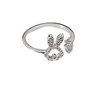 Niaspi Crystal Rabbit Statement Rings for Women Girls Adjustable Peter Rabbits Bunny Carrot Stacking Eternity Ring Cute Easter Engagement Wedding Open Band Comfort Fit Animal Finger Rings Jewelry