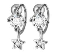 Niaspi Crystal Star Planet Cartilage Stud Earrings for Women Stainless Steel CZ Cosmic Planet with Dangle Stars Charm Helix Conch Earrings Tragus Piercing Jewelry, S, Stainless Steel Cubic Zirconia