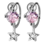 Niaspi Crystal Star Planet Cartilage Stud Earrings for Women Stainless Steel CZ Cosmic Planet with Dangle Stars Charm Helix Conch Earrings Tragus Piercing Jewelry, S, Stainless Steel Cubic Zirconia