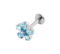 Niaspi Cubic Zirconia Flower Lip Rings for Women Cherry Blossom Floral Flat Back Stud Helix Conch Cartilage Earrings Labret Monroe Lip Ring Piercing Jewelry (Blue)