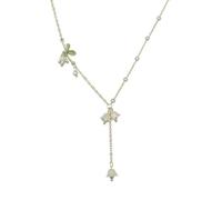 Niaspi Cute Flower Tassel Drop Pendant Necklace for Women Girls Dainty Faux Pearl Lily of The Vally Statement Necklaces Lovely Campanula Fairy Flower Birthday Wedding Holiday Party Jewelry Gifts