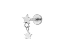 Niaspi Double Star Dangle Flat Back Labret Stud Earrings G23 Titanium Tiny Stars Helix Stud Earring Labret Monroe Lip Rings Piercing Jewelry for Women, 16G US, Titanium, no gemstone