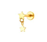 Niaspi Double Star Dangle Flat Back Labret Stud Earrings G23 Titanium Tiny Stars Helix Stud Earring Labret Monroe Lip Rings Piercing Jewelry for Women, 16G US, Titanium, no gemstone