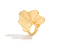 Niaspi Exaggerated Metal Flower Open Band Statement Ring for Women Boho Big Half Floral Peacock Wing Wrap Comfort Fit Finger Rings Bohemian Irregular Birthday Cocktail Jewelry Gift Size 7-8 (Gold)