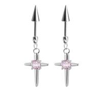 Niaspi G23 Titanium Cross Dangle Stud Earrings 16G Cubic Zirconia Cross Spike Cartilage Studs Helix Conch Tragus Piercing Post Piercing Jewelry for Women Men, 20G, Titanium Cubic Zirconia, no gemstone