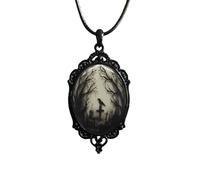 Niaspi Gothic Cameo Embossed Glass Pendent Necklaces for Women Men Vintage Dark Black Cross Crow Animal Choker Necklace Punk Rope Chain Norse Mythology Amulet Jewelry