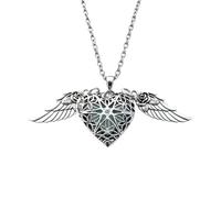 Niaspi Gothic Heart Glow in the Dark Necklace with Angel Wings for Women | Vintage Baroque Style, Rose Flower Detail, Adjustable Choker, Halloween Jewellery, Women's Accessory