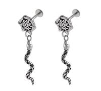 Niaspi Gothic Snake Dangle Cartilage Earring Lip Ring Stainless Steel Snake Dangling Drop Helix Conch Stud Earrings Piercing Jewelry for Women Men (6mm)