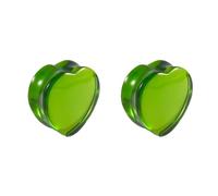 Niaspi Green Glass Heart Ear Plugs Double Flared Transparent Glass Hearts Stretch Expanders Piercing Jewley 8-25mm Ear Tunnels Plugs for Women Men, 8-25mm, Glass, no gemstone
