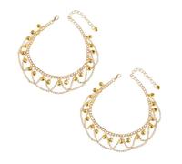 Niaspi Jingling Bell Beaded Tassel Anklet Bracelet for Women Boho Silver Bells Sounds Bead Adjustable Layered Indian Jingle Vintage Ankle Barefoot Sandals Feet Foot Chain Summer Beach Jewelry(Gold)