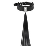 Niaspi Long Rope Tassel Choker Necklace for Women Men Unisex Gothic Black Leather Statement Choker Chain Vintage Gothic Punk PU Brige Collar Chain Chandelier Dangling Accessories Body Jewelry