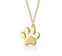 Niaspi Minimalist Dog Paw Necklace for Women Girls 925 Sterling Silver Hyopallergenic Polished Small Paw Charm Necklace Personalised Puppy Cat Pet Pendant Necklaces Jewelry for Pet Lover (Gold)