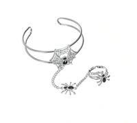Niaspi Punk Spider Bangle Bracelet for Women Unisex Vintage Black CZ Spider Ring Bracelet Adjustable Personalized Retro Halloween Statement Enamel Insect Decor Layered Jewelry Gift