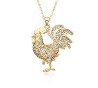 Niaspi Rhinestone Cock Pendant Necklace for Women Girls Gold Plated Rock Punk Crystal Rooster Animal Necklace Retro Vintage Elegant Charms Creative Chicken Cocktail Party Amulet Jewelry
