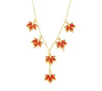 Niaspi Rhinestone Maple Leaf Floral Pendant Tassel Necklace for Women Red Cubic Zirconia Autumn Fall Leaves Thanksgiving Mother's Day Necklaces Dainty Adjustable Lightweight Jewelry Gifts