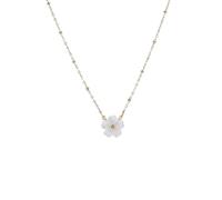 Niaspi Shell Flower Pendant Necklaces for Women Girls 18K Gold Plated Hypoallergenic Elegant Beaded Shell Pearl Cherry Blossom Drop Chain Necklaces Charms Link Necklace Jewelry